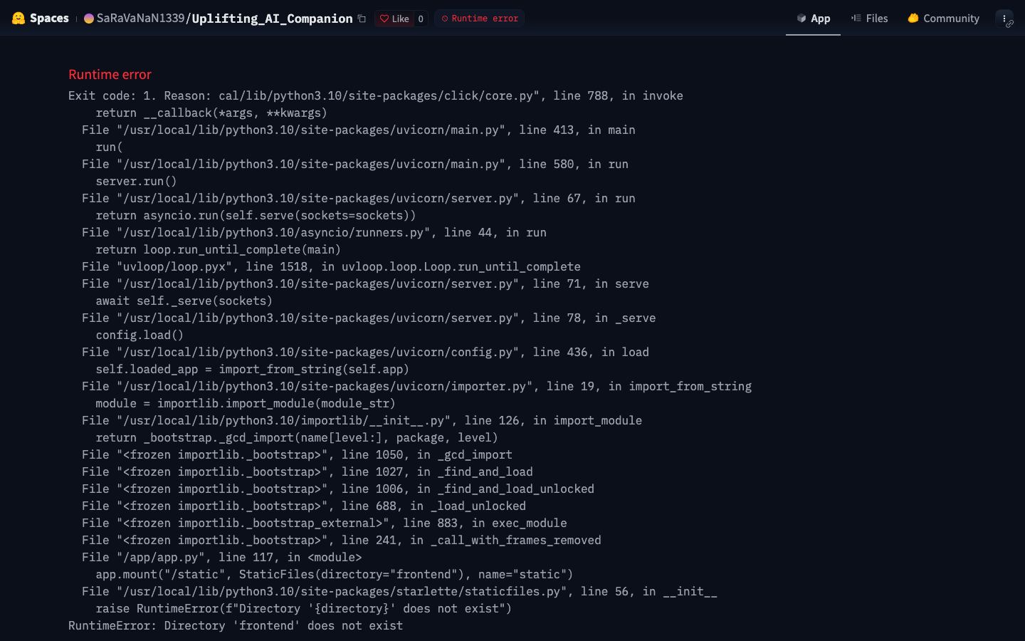 Página inicial do Uplifting Companion em 17/09/2026