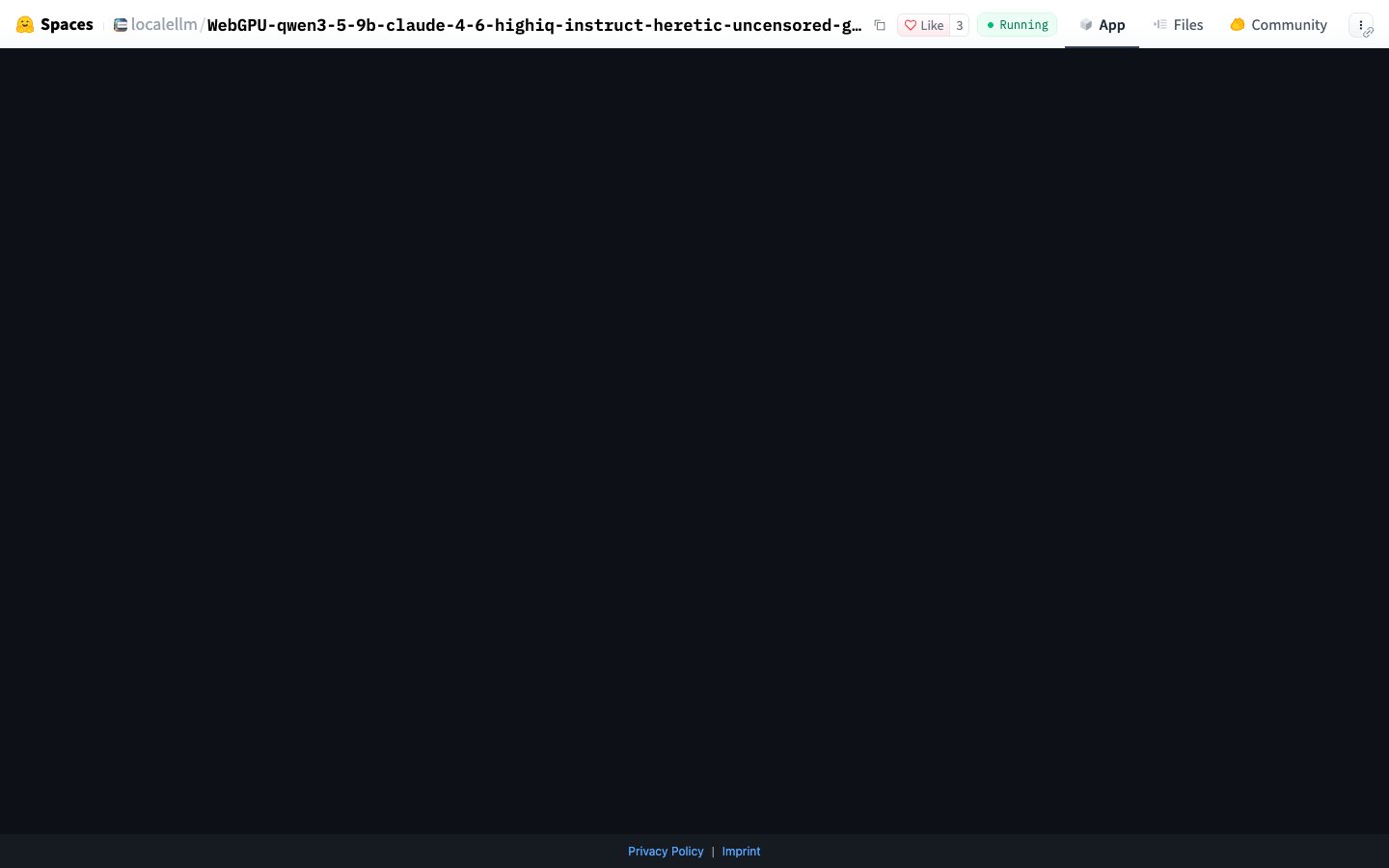 Página inicial do WebGPU-qwen3-5-9b-claude-4-6-highiq-instruct-heretic-uncensored-gguf em 16/09/2026